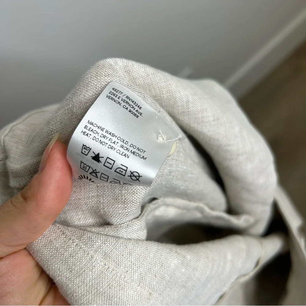 NEW Reformation Alex 100% Linen Trouser Pant In Oatmeal Size 12